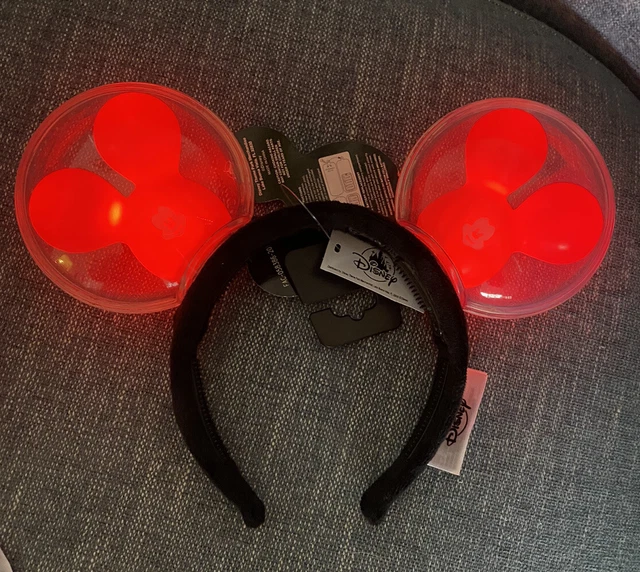 Disney Parks Red Mickey Mouse Balloon Ears Light Up Headband Best Day Ever New