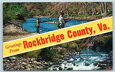 Postcard VA Dual View Banner Greetings From Rockbridge County Virginia C7