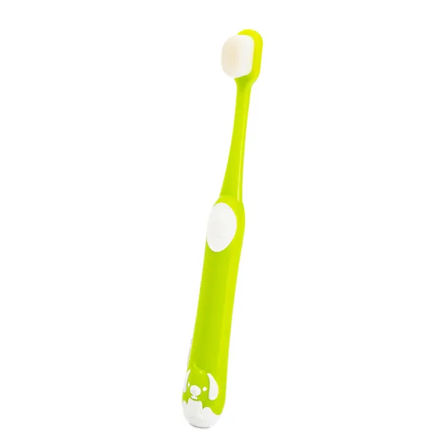 Cepillo de dientes para niños de forma linda mano de obra fina para niños cerdas suaves verde dientes
