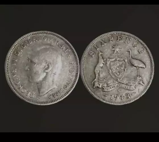 1943S  Australian Sixpence High Quality Coin (See Pics For Grade) King George Vi