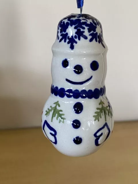 Boleslawiec Polish Pottery Christmas Ornament SNOWMAN Snowflakes Reindeer Pine