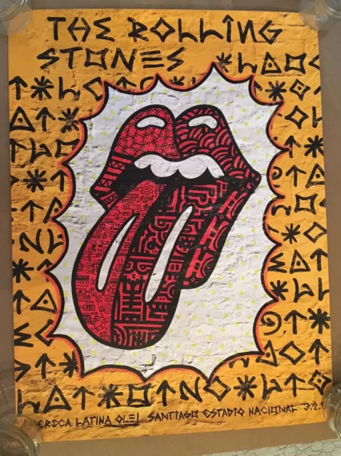Poster Rolling Stones Lithograph Official Santiago Chile Ole Tour Jagger