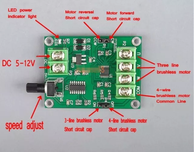 5V-12V DC Brushless Motor Driver Board Controller for Hard drive motor 3/4 wire