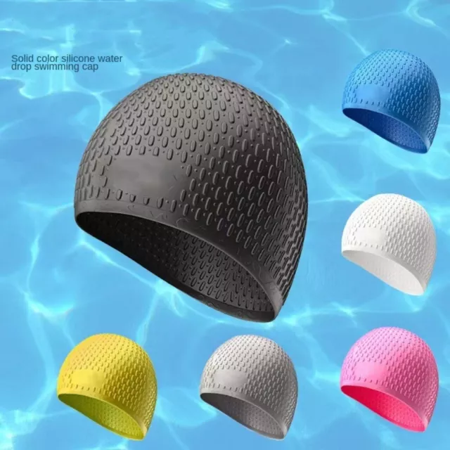 Non-Slip Particle Bubble Swim Cap Protect Ear Swimming Head Cover
