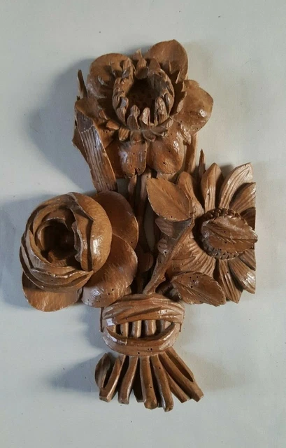 Ancien Vintage Rare Bois Fin Main Sculpté Unique Fleur Design Porte Panneau | eBay