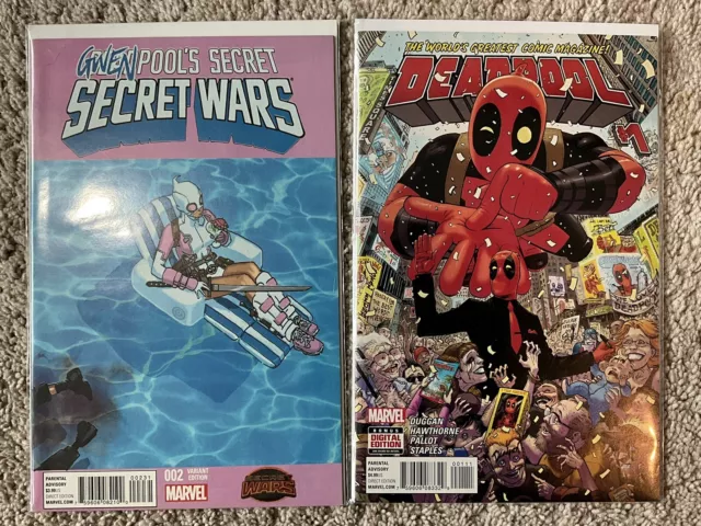 Gwenpool’s Secret Secret Wars 002, Deadpool 001 - 2015 First Appearance Gwenpool