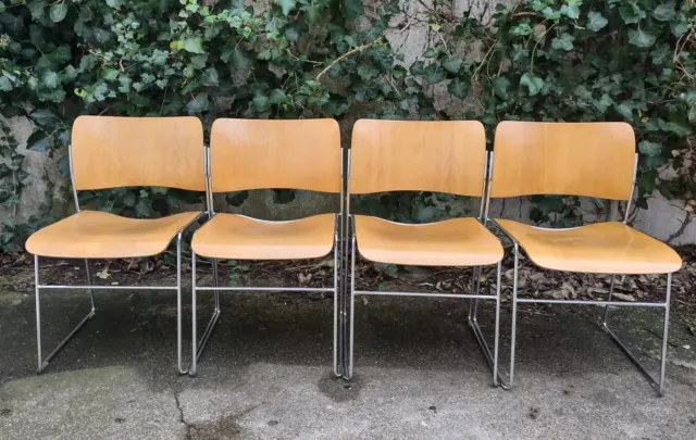 4 x Howe 40/4 Mid Century Vintage Stacking Chairs by David Rowland - Can Deliver