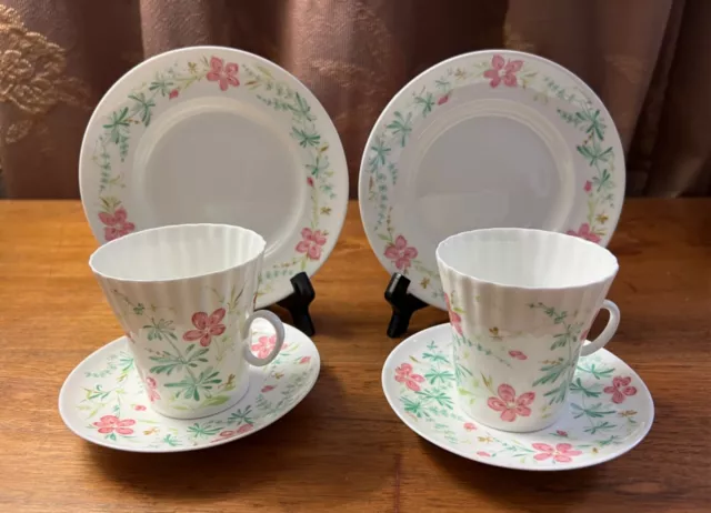 2x USSR Russia Imperial Lomonosov Teacup/Saucer/Side Plate Trio Set _6 PCS _MINT