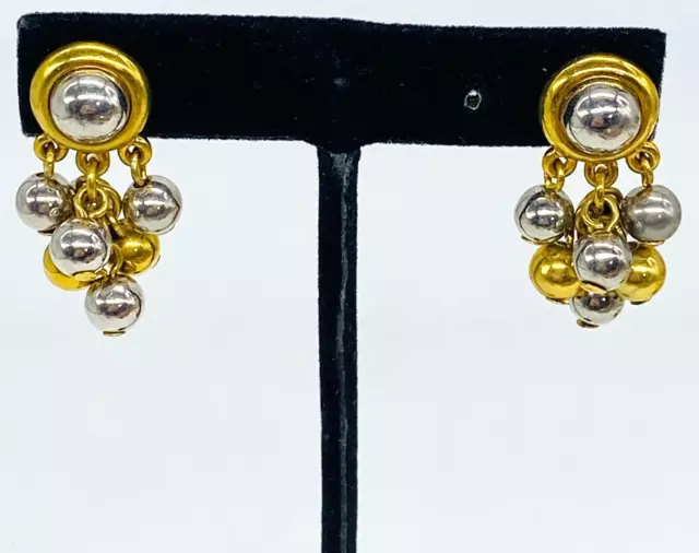 Vintage LCI Liz Claiborne Dangle Earrings Gold and Silver Tone Balls Pierced