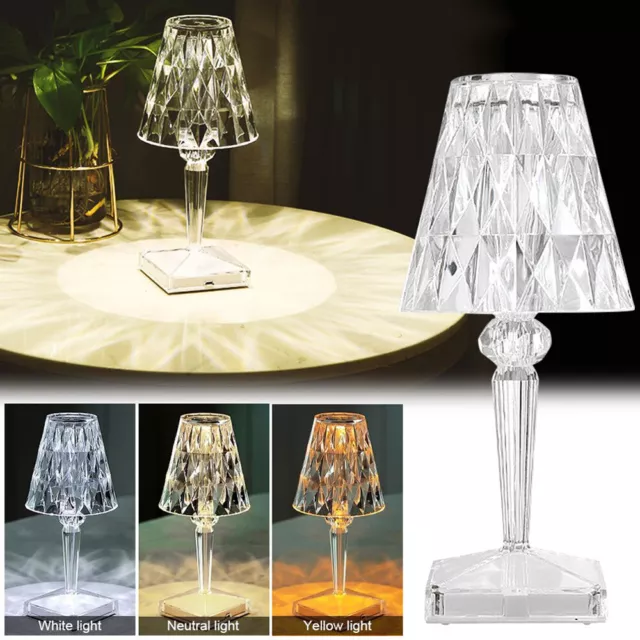 LED Crystal Table Lamp Bedside Desk Night Lights Romantic Touch Atmosphere Light