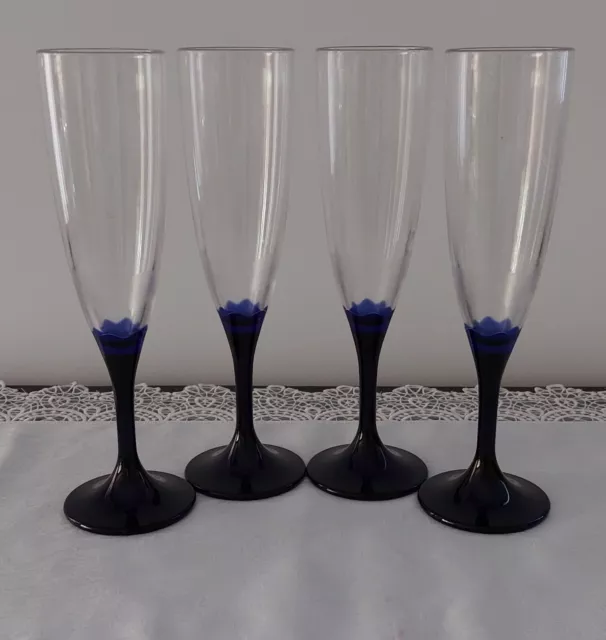 4pc TUPPERWARE ILLUSIONS “Blue” High Quality Flutes Wine Glasses Cups (170ml)