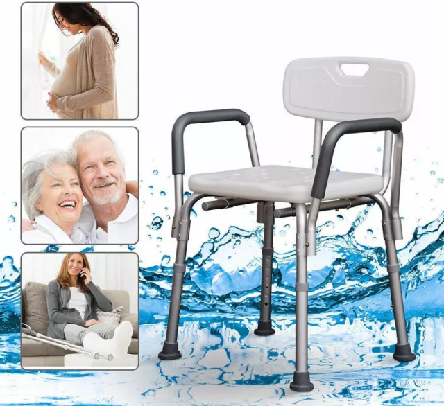 Shower Chair with Arms  Bath Seats Heavy Duty Bath Chair Lift Height Adjustable