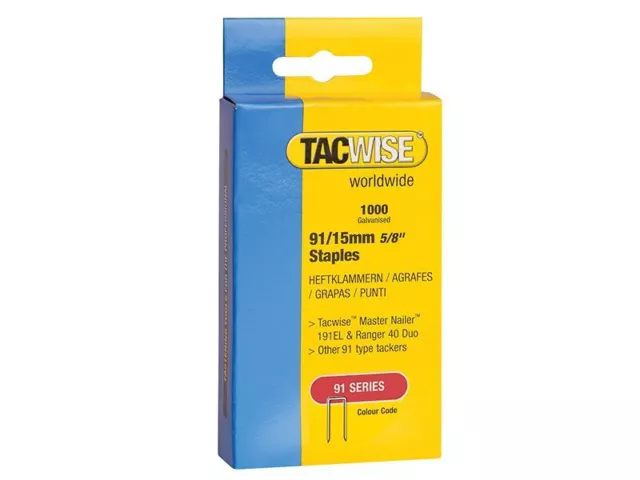 Tacwise - 91 Agrafes À Couronne Étroite 40mm - Agrafeuses Électriques Pack 1000