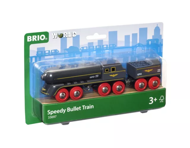 Brio World Eisenbahn Zug Schwarzer Kugelblitz + Kohlentender 2 Teile 33697