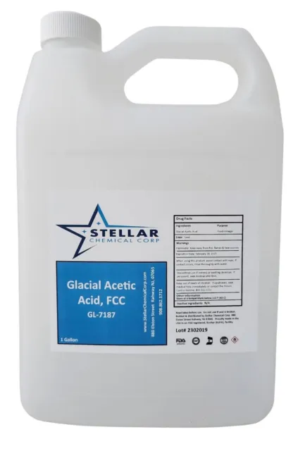 Glacial Acetic Acid 99% Food Grade ~~ Stellar Chemical Corp ~~  4 Gallons