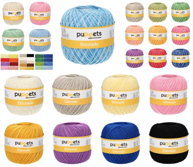 Puppets El Dorado No 10 Cotton Crochet Thread - 50g / 100g Ball Plain Variegated