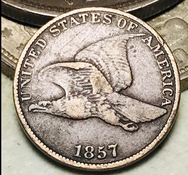 1857 Flying Eagle Cent One Penny 1C CN Dark Pre-Civil War Date US Coin CC18146