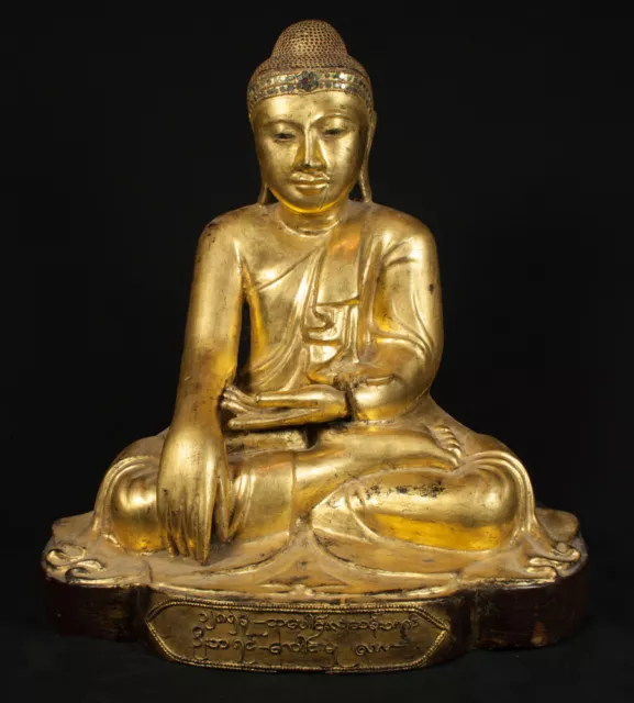 Antique wooden Buddha statue from Burma, 19th century