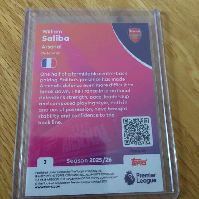 TOPPS 2026 PREMIER League Football Aqua William saliba Numbered/499 £8. ...
