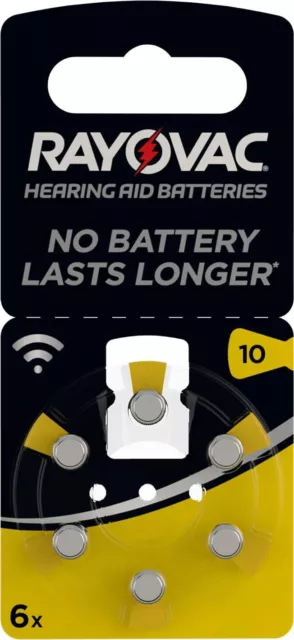 1 x 6 Rayovac Hearing Aid Batteries Size 10 für Hörgeräte