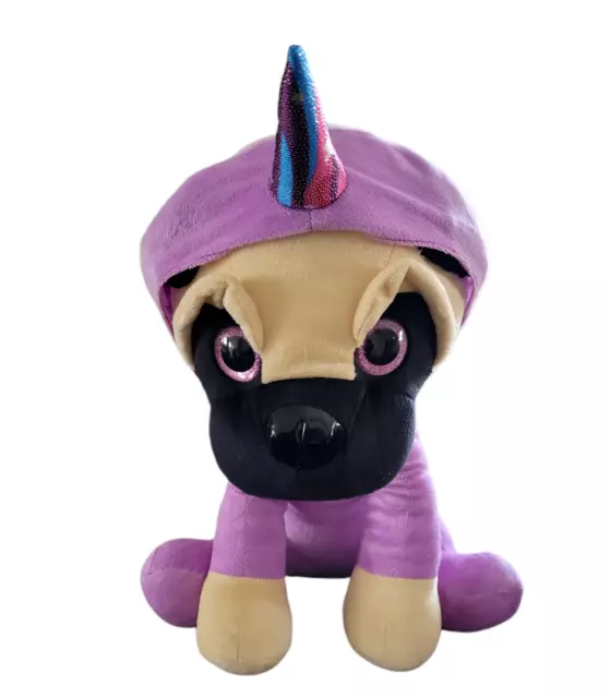 Pugsley Love Unicorn Pug Plush 16” Puppy Dog Pink Outfit Costume Brown Keel Toys