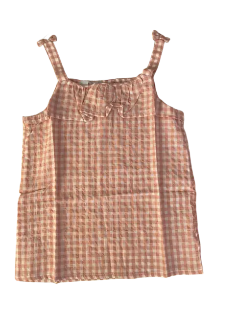 Top Gingham A Quadretti Next Bambina Bianco E Rosa Nuovo