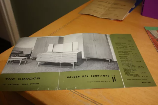 GOLDEN KEY - BEDROOM FURNITURE ADVERTISING LEAFLET FOR THE GORDON - 1960's 2