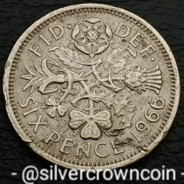 UK, Great Britain 6 Pence 1966. KM#903. Sixpence Lucky Wedding coin. DMGD