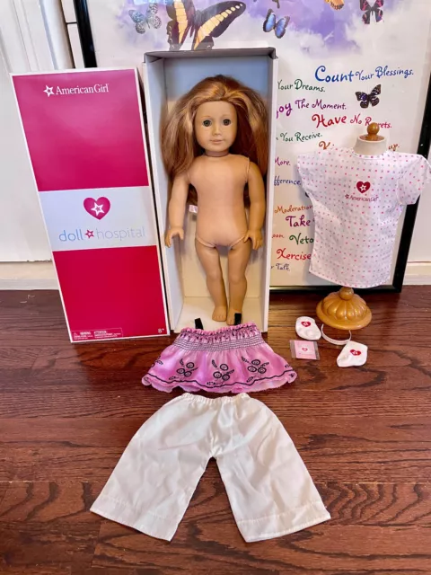 American Girl Mia Doll + Off Brand Clothes + AG Hospital Box, Gown and Socks