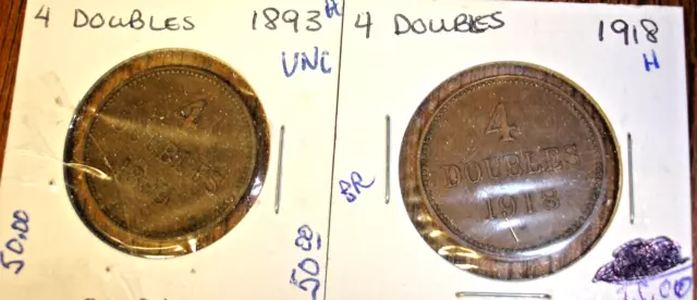 2) 4 Doubles   1893 H (Unc) -- 1918 H  Guernsey