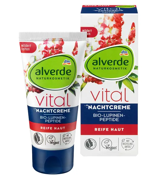 Alverde Crème de Nuit / Nachtcreme Vital Bio-Lupinen-Peptide Anti-Rides 50 ml
