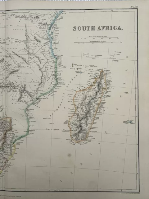 1860 Southern & Central Africa Hand Coloured Antique Map by G.W. Blackie 3