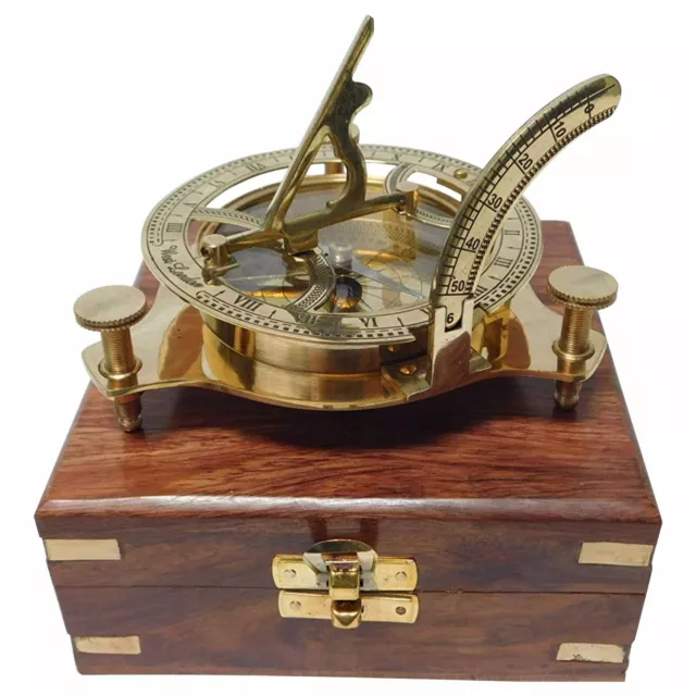 Areeva Decor Brass Antique Nautical Vintage Style Brass Pocket Sundial Gift