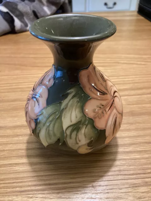 Moorcroft - Hibiscus Pattern Vase - Made in England.