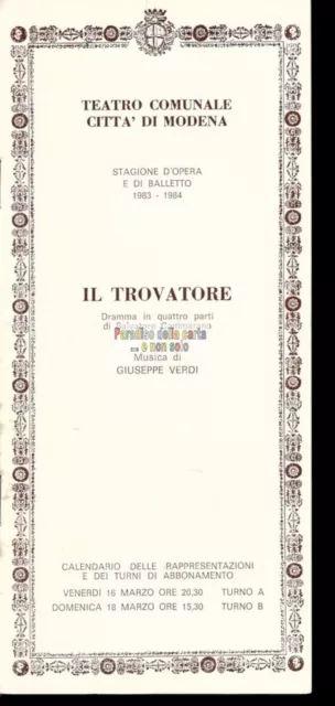 Teatro Comunale Di Modena Stagione Opera E Balletto 1983/1984, Il Trovatore