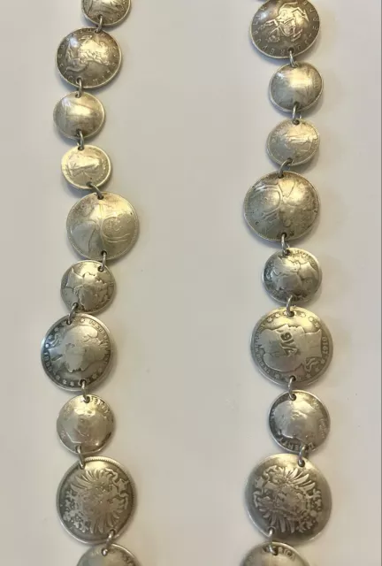 900 Silver Handmade Coin Necklace Large Balboa Panama US Canadian Etc 153 Grams 3