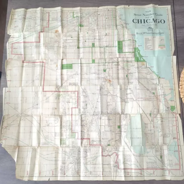 Very Old Rand McNally & Co. New Street Number Guide Map of Chicago