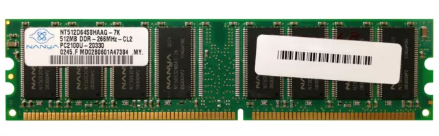 Mémoire 512MB DDR-266MHZ-CL2 PC2100U-20330 NT512D64S8HAAG-7K