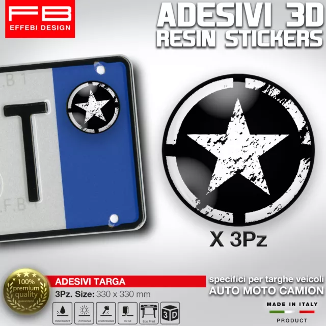 Adesivi Stickers bollini targa/plate Stella SoftAir Militare BLACK Wrangler