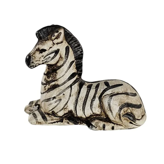 Vintage Zebra Foal Miniature Figurine Baby Lying Down Ceramic