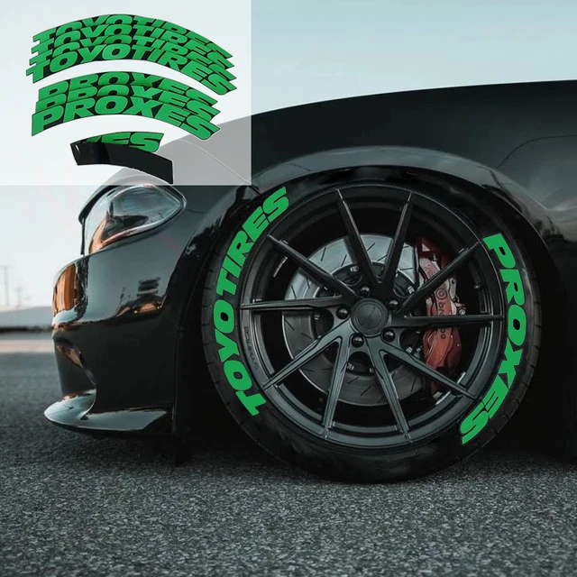 TOYO TIRES PROXES Tire Lettering Sticker Green 1.38" 15"-24" 4 Tires Sets