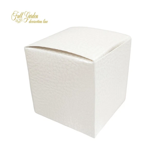 Scatola per bomboniera pieghevole lino bianco H 9 cm. 9 x 9 - Sconti per Fiorist