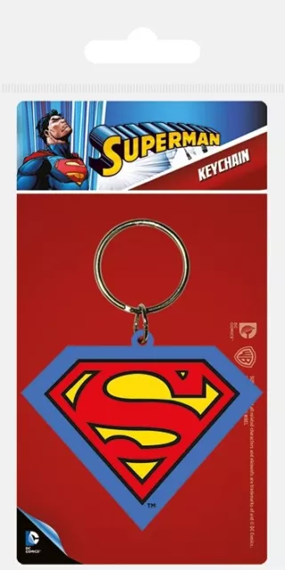 Superman Shield Logo Rubber Keychain Porte-Clé De Gomme Pyramid International