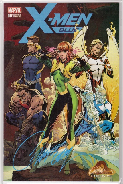X-MEN BLUE #1 J Scott Campbell Signed Exclusive Limited VARIANT Cover with COA