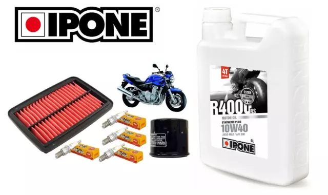 Kit Entretien Vidange Filtre Bougie/Huile Ipone Suzuki GSF Bandit 650 2007-2008