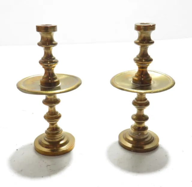 Vintage A pair of Miniature Mid-Drip Heemskerk Brass Candlesticks