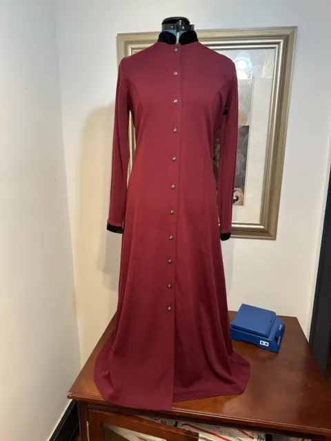 Liz Claiborne Burgundy Wool Blend Stretch Button Down  Maxi Dress Size Small