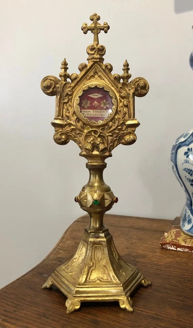 Reliquaire Rare De Sainte Thérèse En Cuir Et étoffe Ayant Touché La Sainte - Occasion, Objet Religieux