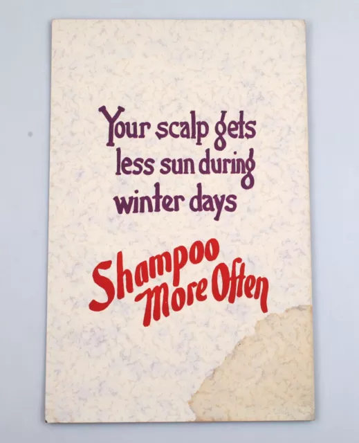 1932 Drug Store Advertising Window Display Placard Shampoo More Often Scalp