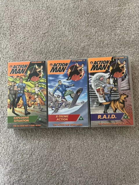Action Man VHS Tapes Volume 1 2 and 3